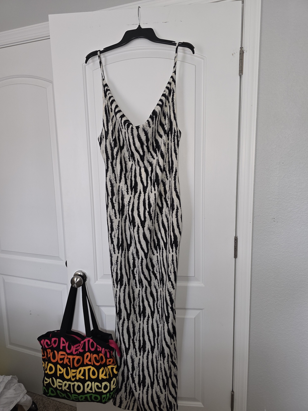 PrettyLittleThing Black & White Zebra Slip Maxi Dress